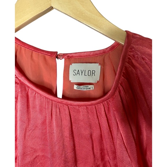 Saylor Zulu Pink Gathered Puff Sleeve Mini Dress Women's Size L Party Cocktail - Picture 6 of 10